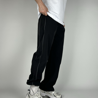 Wide Black Baggy Fresh Fabrics Sweatpants | 1038