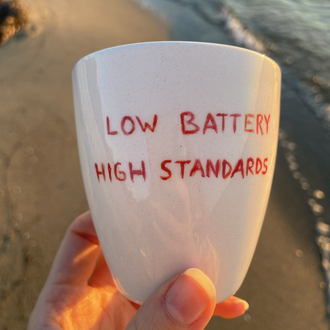 Low Battery High Standards Mug