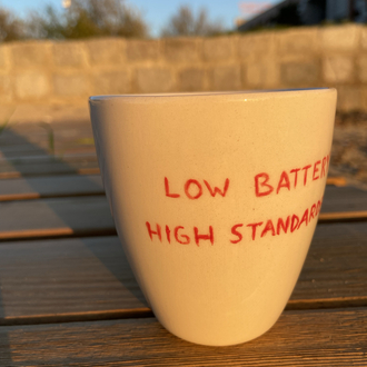 Low Battery High Standards Mug