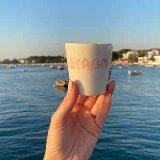 Beachy conical mug