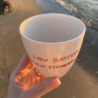 Low Battery High Standards Mug