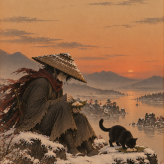 Japon Ronin ve Kara Kedi Duvar Kağıdı Koleksiyonu