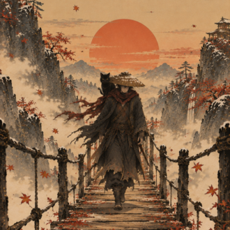 Japon Ronin ve Kara Kedi Duvar Kağıdı Koleksiyonu