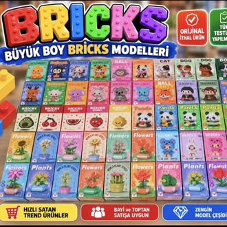 500 Adet Stand hediyeli İTHAL ORJİNAL BÜYÜK BRİCKS 