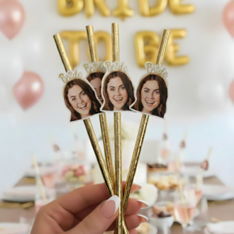 Gold Fotoğraflı Bekarlığa Veda Partisi Pipeti