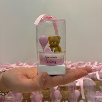 Pembe Teddy Ayıcık Balonlu Mum