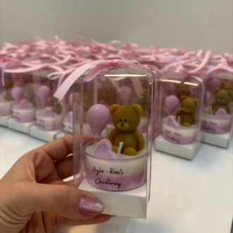 Pembe Teddy Ayıcık Balonlu Mum