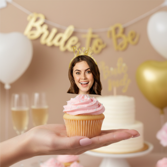 Bride Cupcake Topper – Kişiye Özel Fotoğraflı Cupcake Süsü
