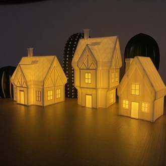 Cosmoz 3D 3'lü Yılbaşı Evleri- Tealight Mumluk