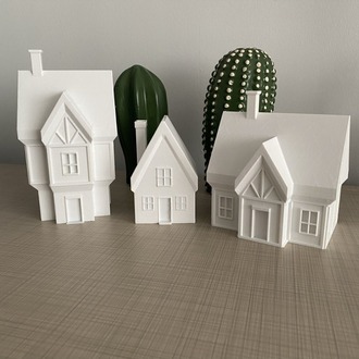 Cosmoz 3D 3'lü Yılbaşı Evleri- Tealight Mumluk