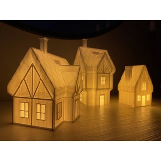 Cosmoz 3D 3'lü Yılbaşı Evleri- Tealight Mumluk