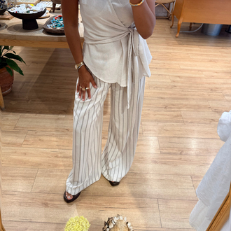Desenli Beli Lastikli Pantolon