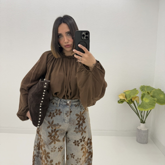 Baggy Model Papatya Desenli Jean