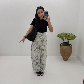 Baggy Model Papatya Desenli Jean