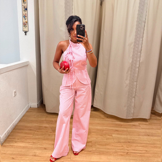 Desenli Pembe Pantolon
