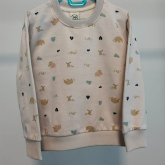 Ayıcık desenli krem sweatshirt