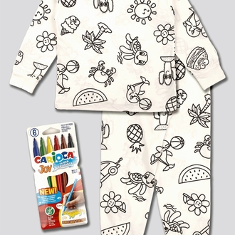 Boyanabilir Pijama Takımı (Carioca yıkanabilir boya seti ile beraber)