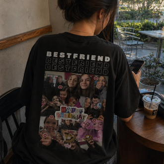 Kişiye özel “Best friend” baskılı siyah T-shirt