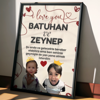 Kişiye Özel İsimli Fotoğraflı Çocuk Anı Çerçevesi – Dekoratif Hediyelik Tablo