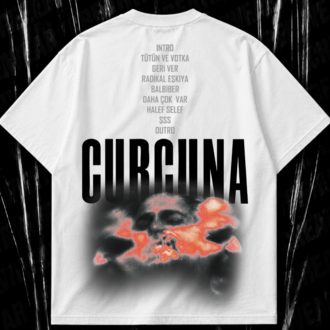 Wegh "CURCUNA" Albüm baskılı beyaz oversize T-shirt