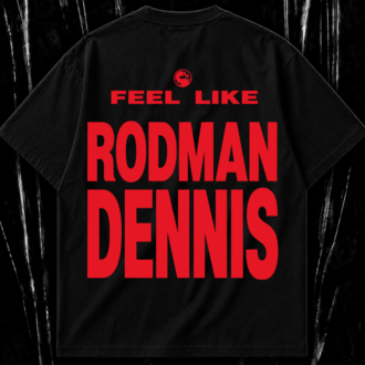 Motive&Uzi “Rodman Dennis” baskılı siyah oversize T-shirt