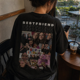 Kişiye özel “Bestfriend” baskılı siyah T-shirt