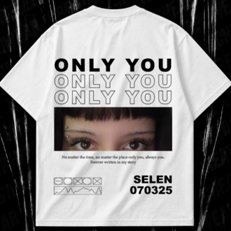 Kişiye Özel “Only You” baskılı beyaz oversize T-shirt