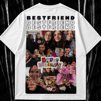 Kişiye özel “Bestfriend” baskılı beyaz T-shirt