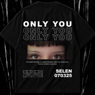 Kişiye Özel “Only You” baskılı siyah oversize T-shirt