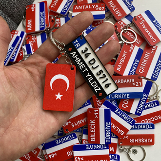 2 li set memleket + plaka anahtarlık kişiye özel