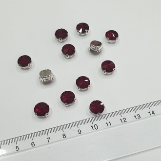 Kasalı Taş - Bordo Yuvarlak 10mm (10 Adet)