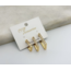 Özel Seri Gold Dikdörtgen Üçlü Set Küpe