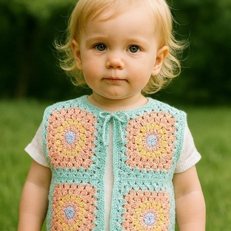Crochet Baby Vest Pattern - Granny Square Sweater 1 & 2 Years Old