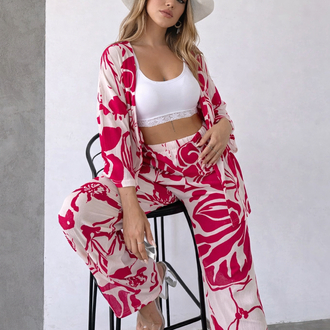 Günlük desenli kimono takım