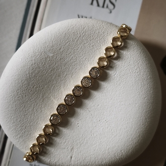 çelik full taşlı 14k gold bileklik