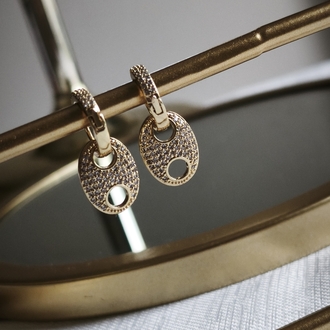çelik çift kullanımlı minimal gold küpe