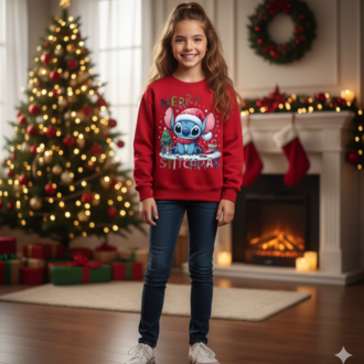  Yılbaşı Stitch Merry stitchmas Çocuk Sweatshirt