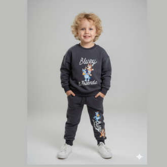 Erkek Çocuk Bluey and Friends Karakter Baskılı Sweatshirt Eşofman Alt İkili Takım