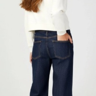 Kız Çocuk Yıldız Detaylı Bol Paça Wide Leg Jean Kot Pantolon