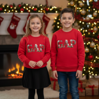 Yılbaşı Temalı Kırmızı Çocuk Sweatshirt (Kız/Erkek Çocuk)