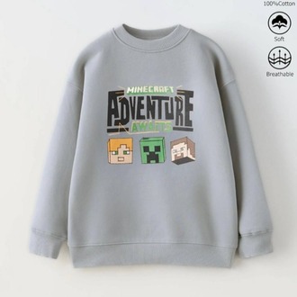 Erkek Çocuk Minecraft Baskılı Sweatshirt