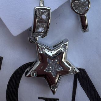 Üçlü set star heart küpe