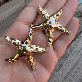 Moon surface star gold küpe