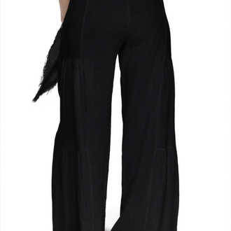 Müslin crop pantolon siyah takım 6236-5245