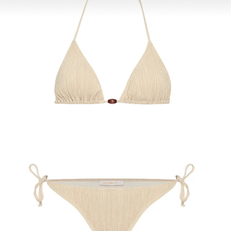 Piliseli boncuk aksesuarlı bikini takımı 
