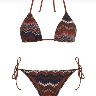 Kahverengi örme triko bikini takımı