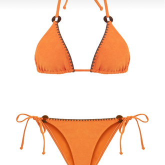 Süet dokulu turuncu bikini takımı