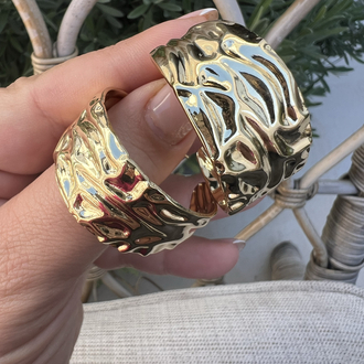 Gold kalın halka büyük küpe