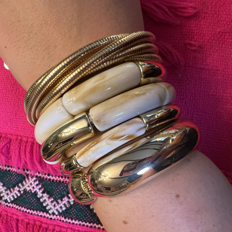 Üçlü ekru-gold bilezik set