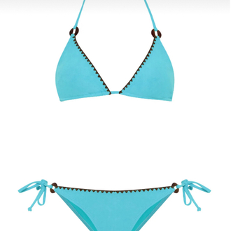 Süet dokulu turkuaz bikini takımı